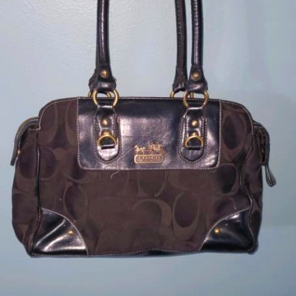 Coach Handbags - Coach Signature Black Satchel Handbag